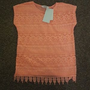 H&M crochet coral tee for girls